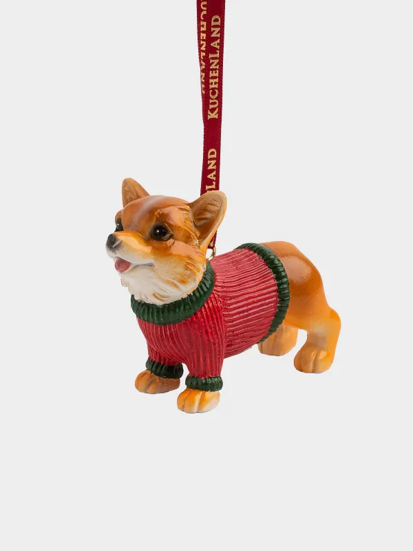 Игрушка елочная, 8 см, Корги в свитере, Figure christmas, image-2