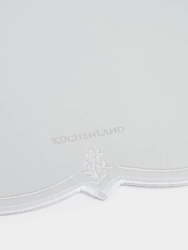 Салфетка под приборы, 30х43 см, ПВХ/полиэстер, фигурная, серо-голубая, Цветы, Rock embroidery, image-4