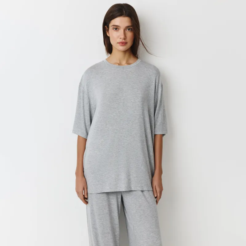 Әйелдер футболкасы, үйге арналған, өлшемі L, вискоза/спандекс, сұр меланж, Aidila