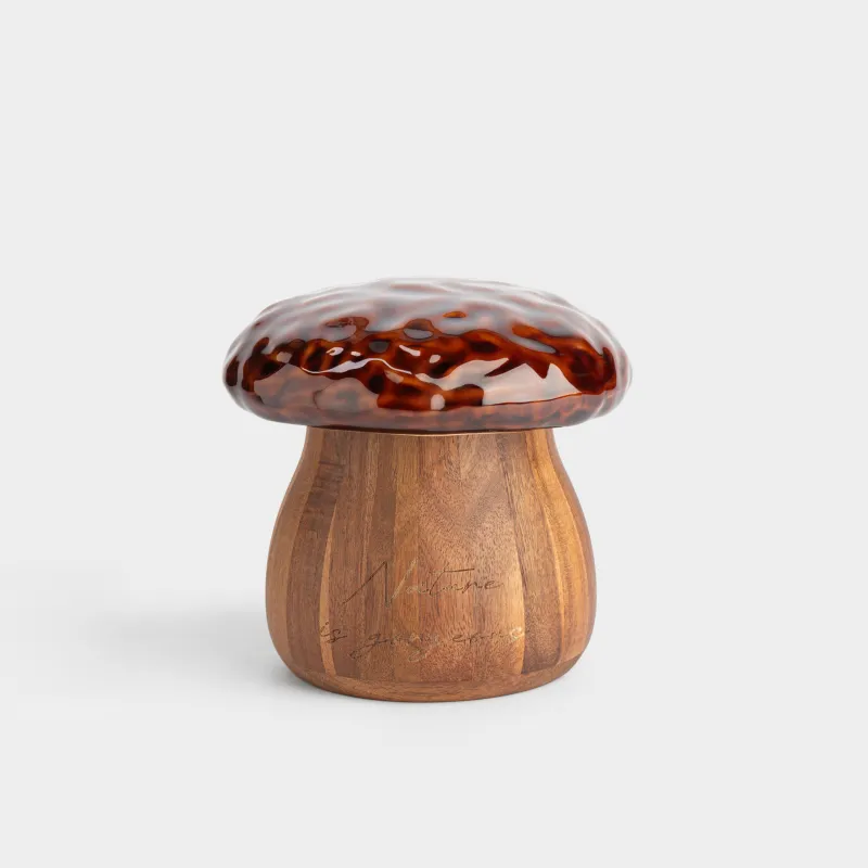 Сақтау ыдысы, 14х14 см, 500 мл, керамика/ағаш, қоңыр, Саңырауқұлақ, Fungi