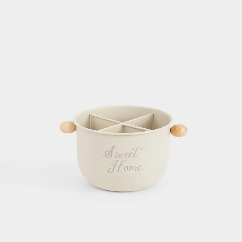 Подставка для кухонных принадлежностей, 17х14 см, 4 отд, металл/бамбук, бежевая, Gusto, image-1