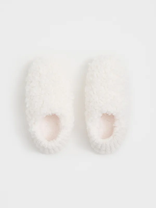 Әйелдер тәпішке-шұлықтары, үйге арналған, өлшемі 36-38, жасанды үлбір/шерпа, сүт түстес, Curled, image-1