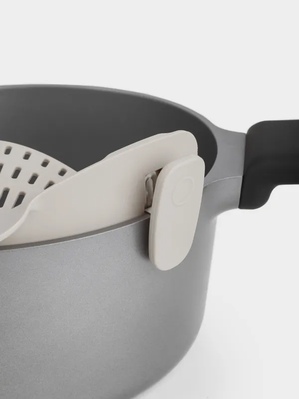 Табаға арналған дуршлаг-саптама, 23 см, қысқыштарда, пластик, сұр-қоңыр, Soft kitchen, image-4