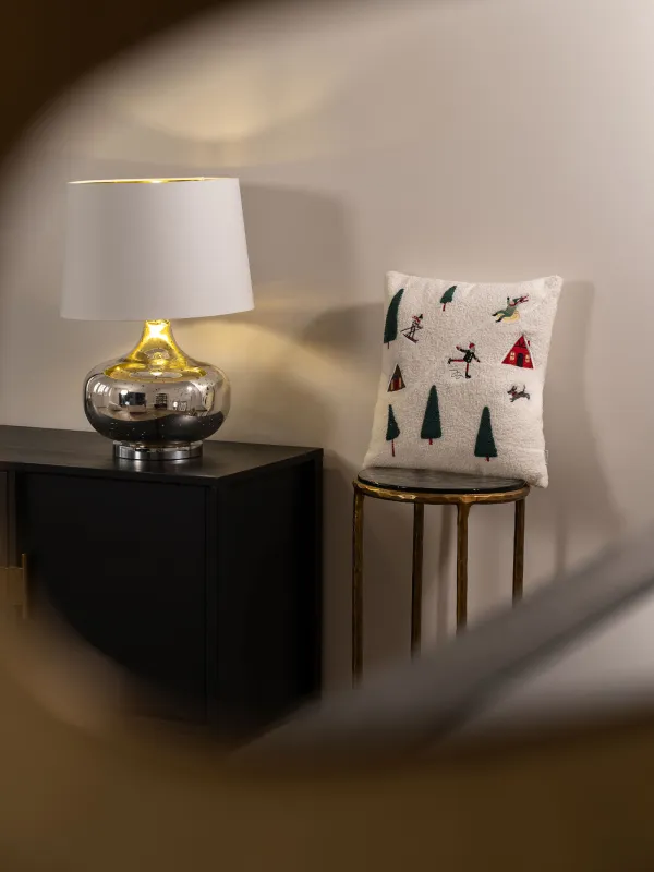 Сәндік жастық, 45х45 см, шерпа, сүт түстес, Қысқы қызықтар, Қарлы үйлер, image-9