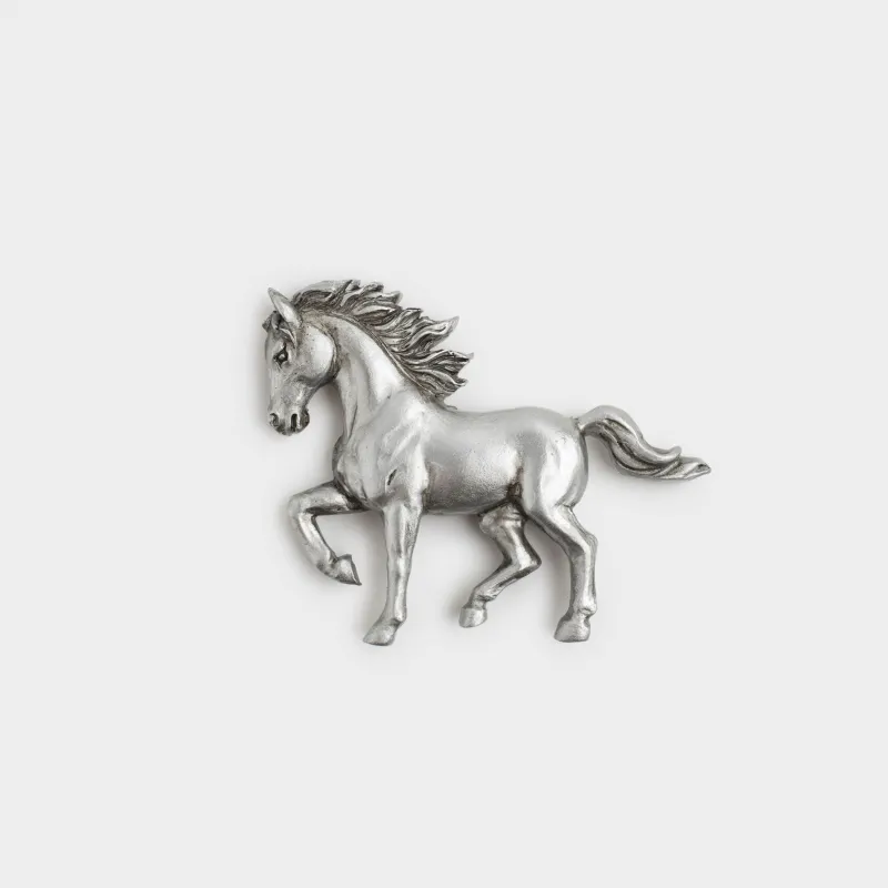 Магнит, 9 см, полирезин, серебристый, Конь, Horse silver