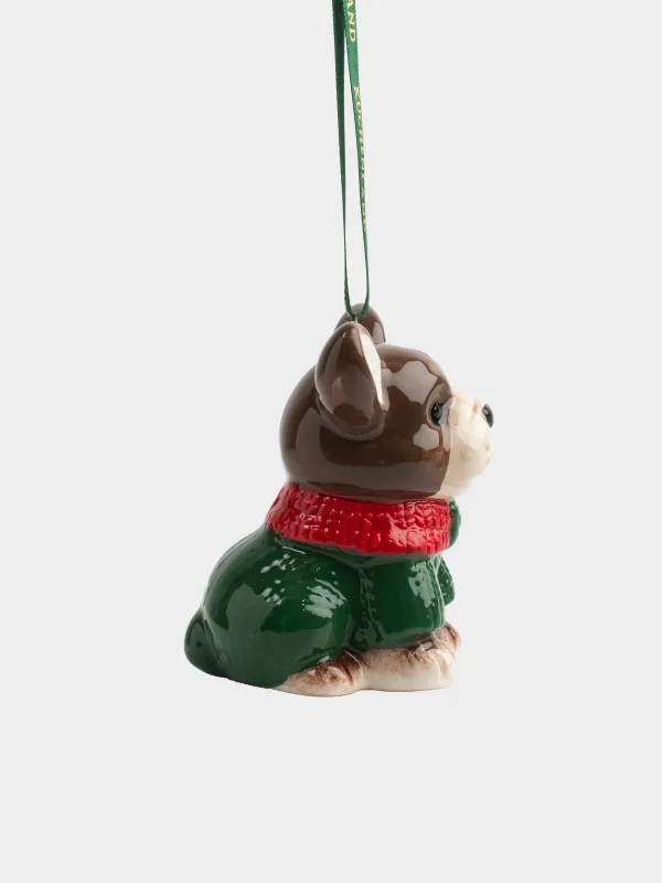 Шырша ойыншығы, 7 см, керамика, Свитер киген француз бульдогы, Figure christmas, image-1