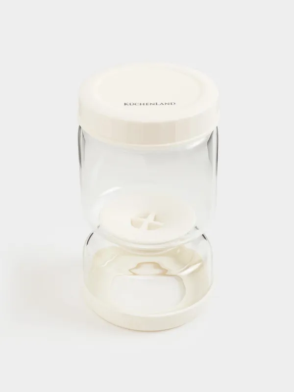 Банка для маринованных продуктов, 300/600 мл, двойная стекло/силикон, бежевая, Laneri, image-1