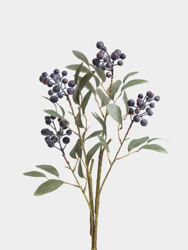 Сәндік бұтақ, 91 см, көбік/полиэстер, Көк жидектер, Көк жидек, image-1