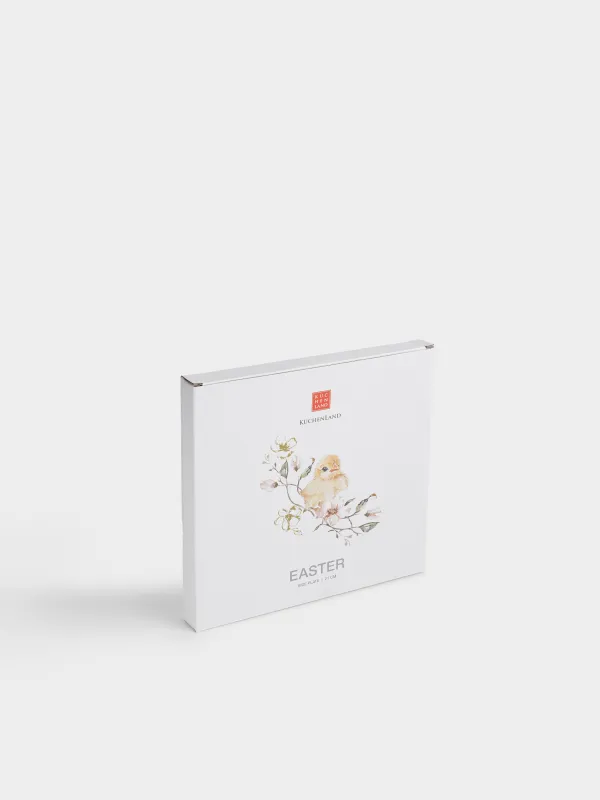 Тіскебасар тәрелкесі, 21 см, фарфор F, ақ, алтын жиектері бар, Гүлдер арасындағы балапан, Easter, image-5