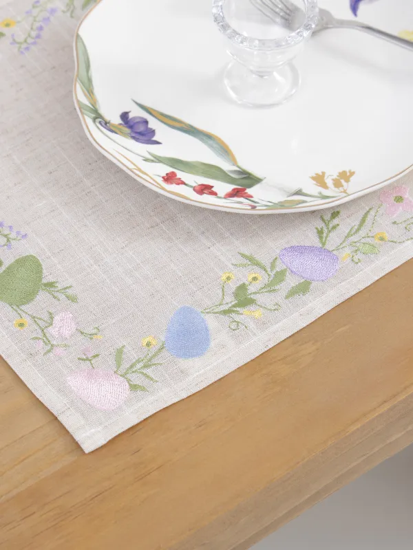 Салфетка под приборы, 30х45 см, полиэстер/лен, прямоугольная, бежевая, Пасхальные яйца, Easter, image-2