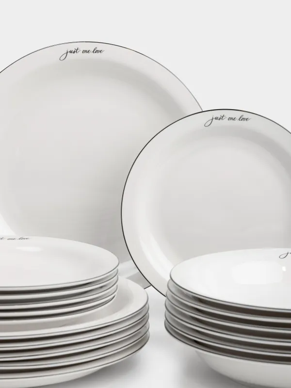 Ас сервизі, 6 адам, 18 зат, фарфор N, ақ, Just one love, Lovely story, image-1