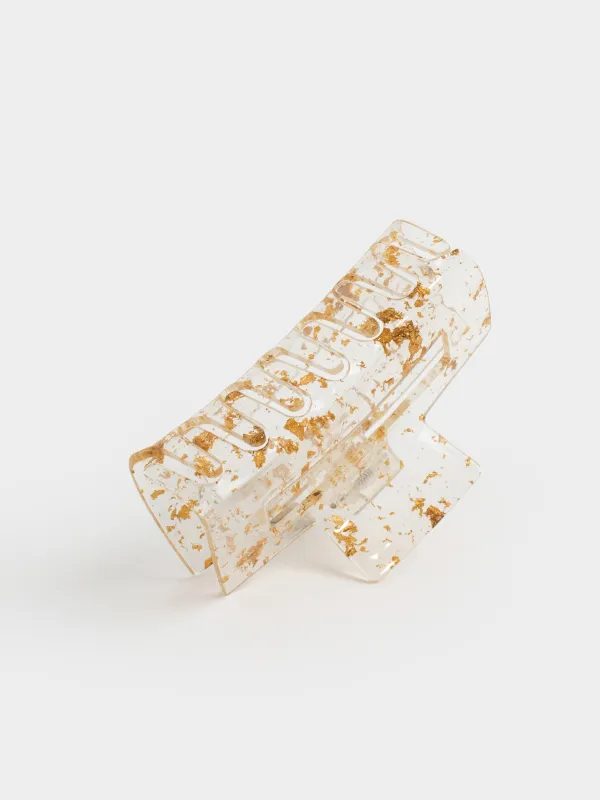 Шаш қыстырғыш, 10 см, пластик/металл, алтын түстес, Шашқа арналған краб, Glam, image-3