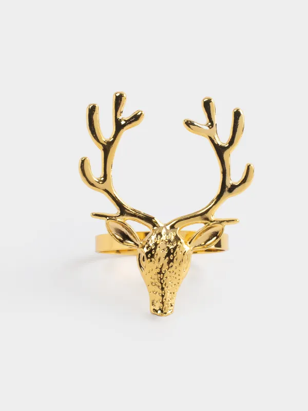 Майлық сақинасы, 7 см, металл, алтын, Бұғы, Arctic deer, image-1