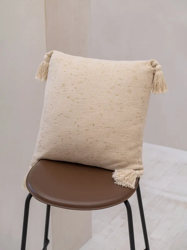 Сәндік жастық, 45х45 см, шашақтары бар, мақта/люрекс, сарғыш, Зигзаг, Strike, image-5