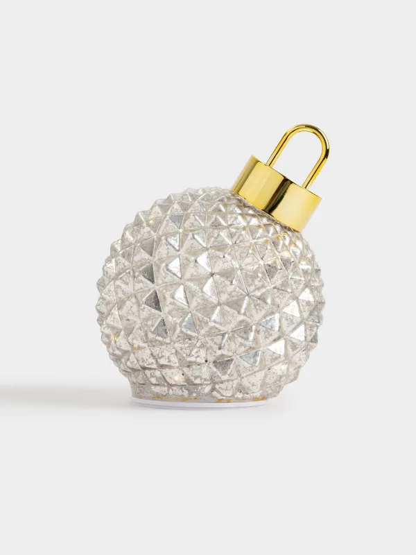 Мүсінше, жарықтандырылған, 15 см, айналмалы, шыны/пластик, қола, Шырша шары, Bronze style, image-0