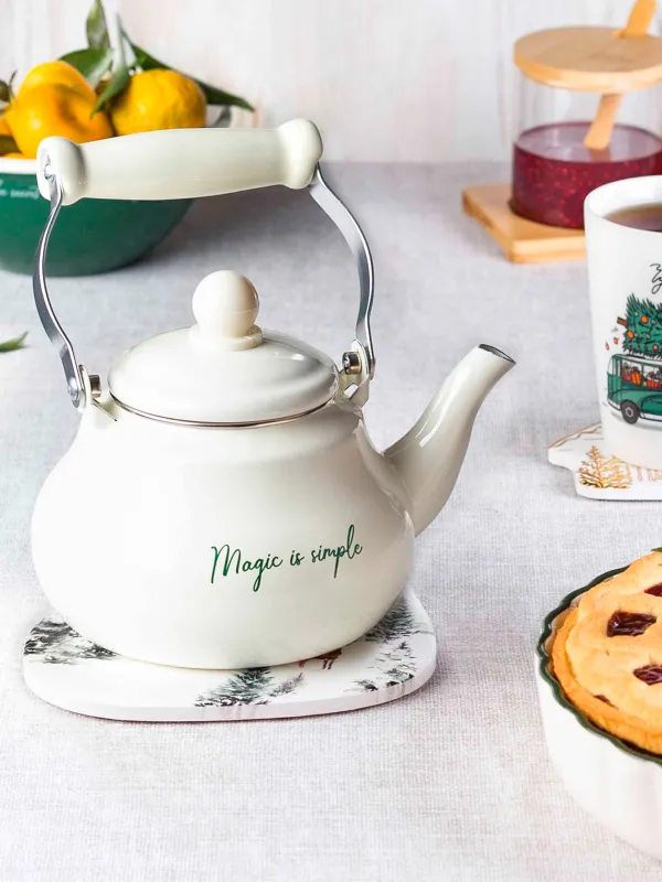 Шәйнек, 800 мл, эмальданған болат, сүт түстес, Enamel, image-7