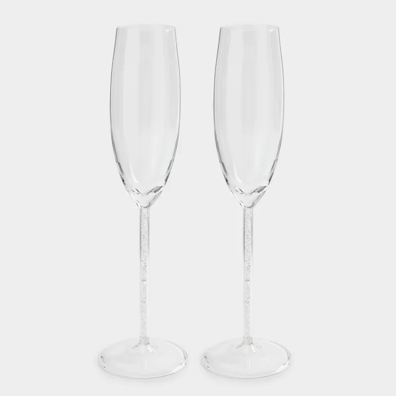 Шампан әйнегі, 180 мл, 2 дана, шыны / ринстондар, Crystal decor