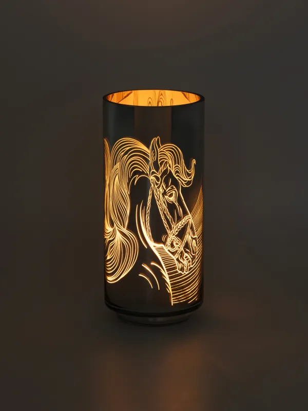 Подсвечник, 9x20 см, для чайной свечи, стекло, золотистый, Лошади, Horse gold, image-4