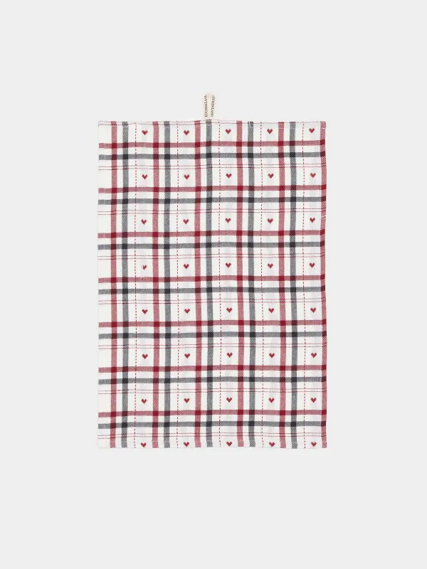 Полотенце кухонное, 40х60 см, хлопок, молочное, Клетка, Hazel heart, image-0