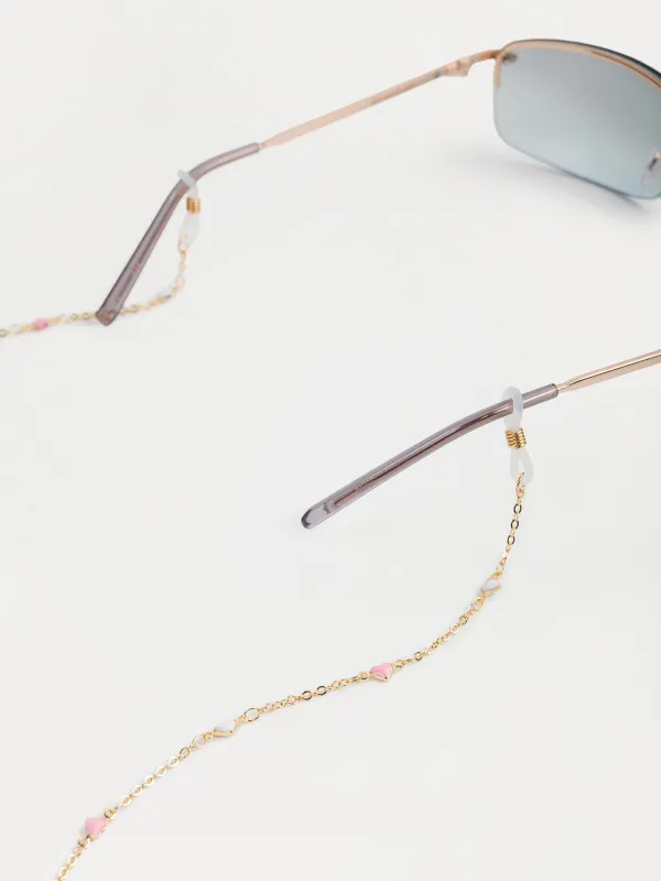 Цепочка для очков, 75 см, металл, серебристая, Разноцветные сердца, Baroque, image-2