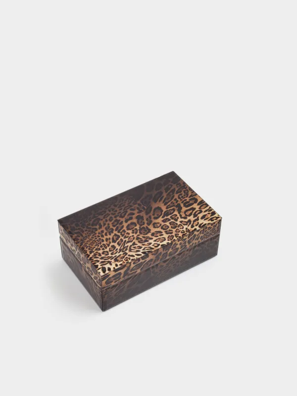 Шкатулка для украшений, 21х13 см, стекло, коричневая, Леопард, Leopard, image-3