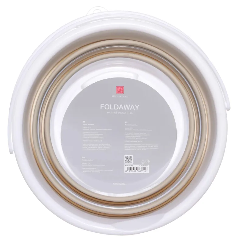 Жиналмалы шелек, 10 л, пластик/резеңке, сұр-бежевый, Foldaway, image-3