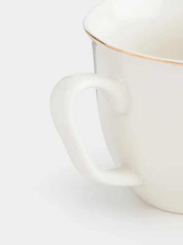 Саптыаяқ, 320 мл, фарфор N, ақ, алтын жиегі бар, Дала гүлдері, Yarrow, image-2