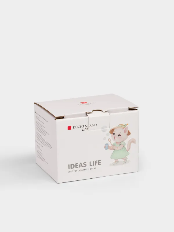 Кружка, детская, 250 мл, фарфор N, белая, Кошка в шляпе, Ideas life, image-5