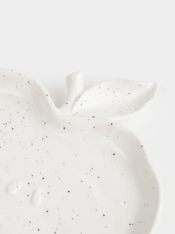 Блюдо, 19х17 см, керамика D, молочное, в крапинку, Яблоко, Relief, image-6