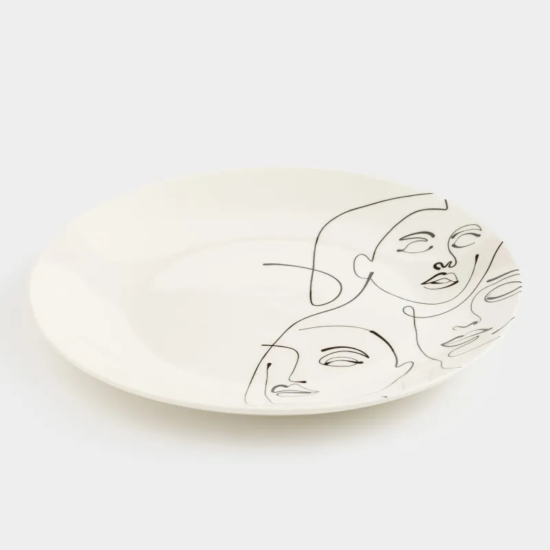Тіскебасар тәрелкесі, 23 см, 2 дана, фарфор N, сүт түстес, Абстрактті беттер, Face, image-3