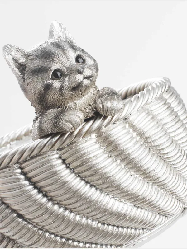 Сәндік ваза, 16х12 см, полирезин, алтын, Себеттегі марғау, Cat, image-3