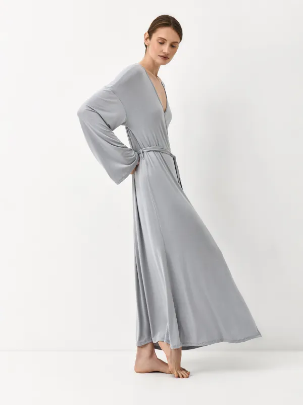 Әйелдер халаты, үйге арналған, өлшемі M, ұзын жеңді, вискоза/эластан, сұр-көгілдір, Meryl, image-2