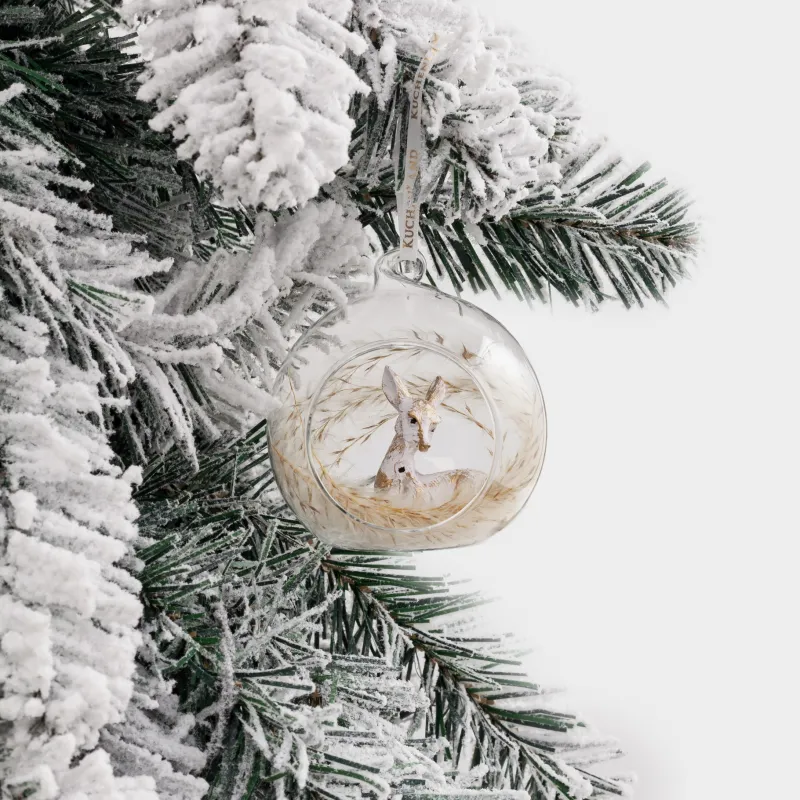 Шырша ойыншығы, 8 см, шыны/қауырсын, Елік, Ball shape, image-2