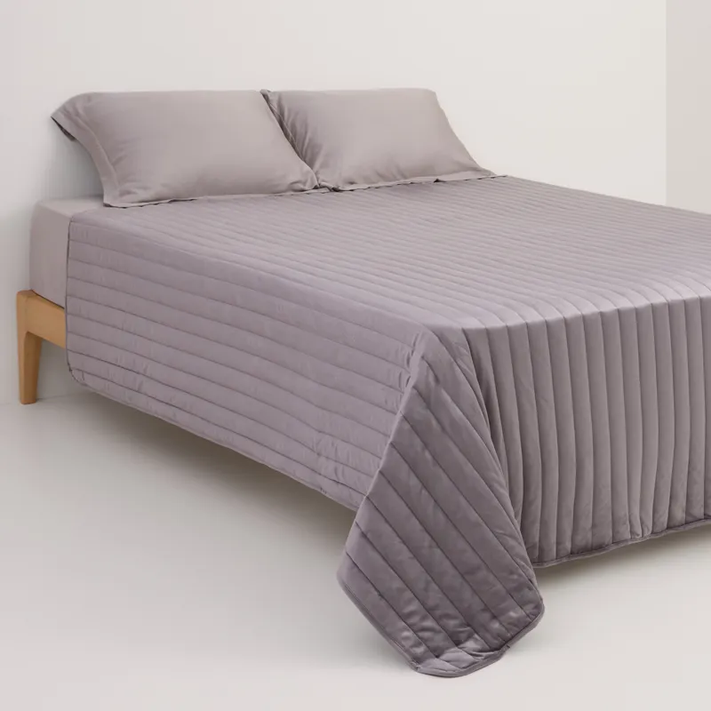 Төсек жапқыш, 220х240 см, сырылған, барқыт/микрофибра, сұр, Stitch velvet