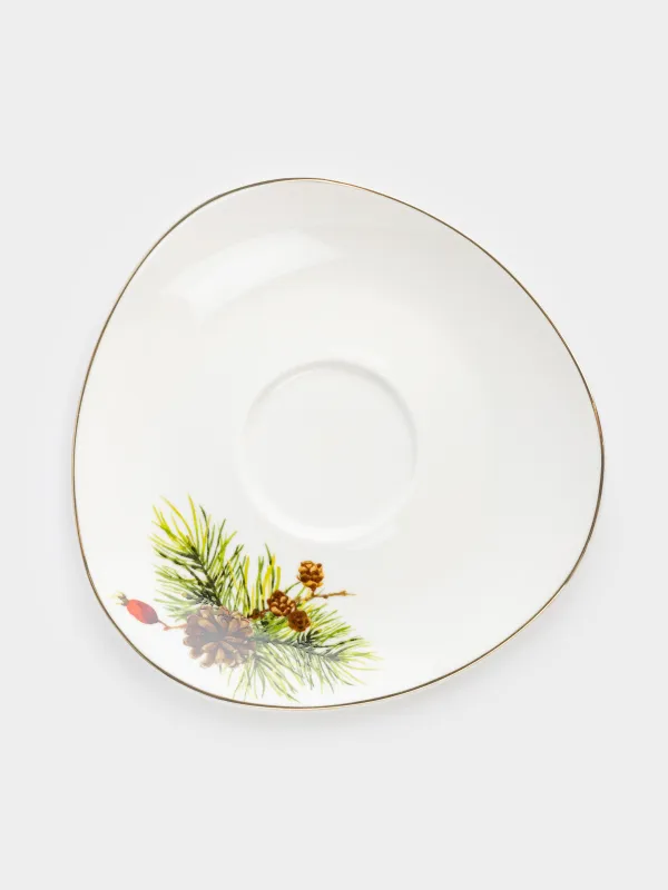 Шай жұбы, 1 адам, 2 зат, 250 мл, фарфор N, ақ, алтын жиектері бар, Анар мен апельсин, Christmas miracle, image-2