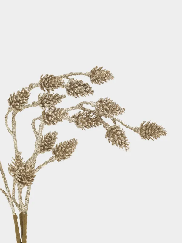 Сәндік бұтақ, 34 см, пластик/қағаз, Алтын түсті шырша бүршіктері, Conifer delice, image-2