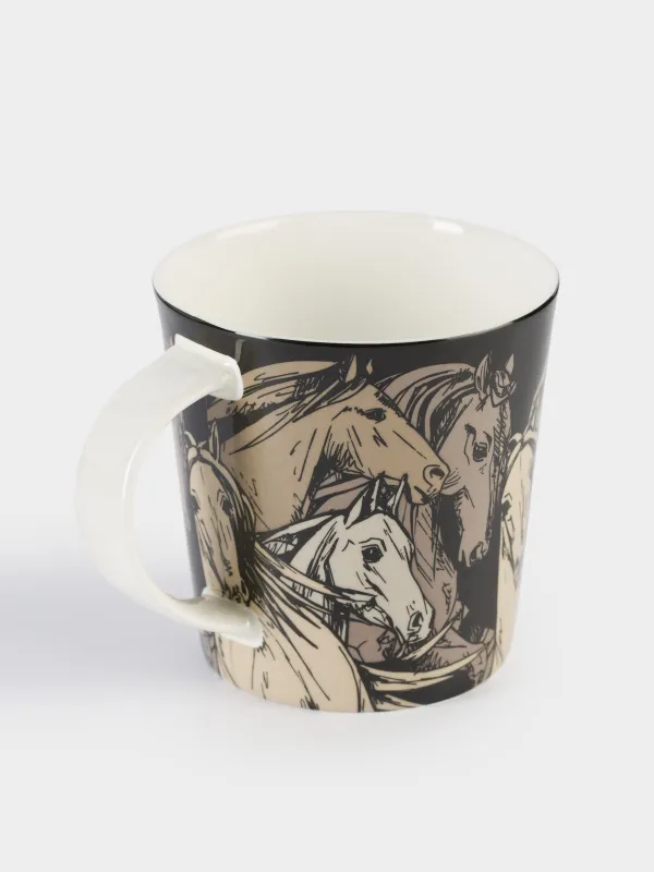 Саптыаяқ, 450 мл, фарфор F, қара, Жылқы, Horse, image-1