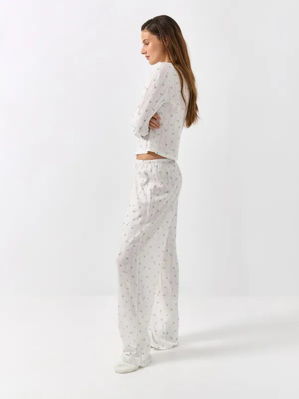 Әйелдер шалбары, үйге арналған, өлшемі L, полиэстер/мақта, ақ, Бантиктер, Melavi, image-3