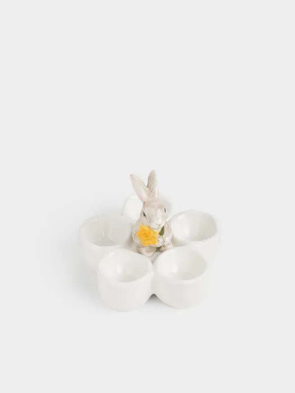 Блюдо пасхальное, 14х11 см, Кролик с цветком, Rabbit in narcis, image-0