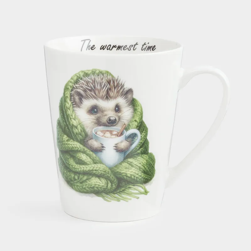 Саптыаяқ, 420 мл, фарфор N, ақ, Какао мен көрпесі бар кірпі, Forest animals