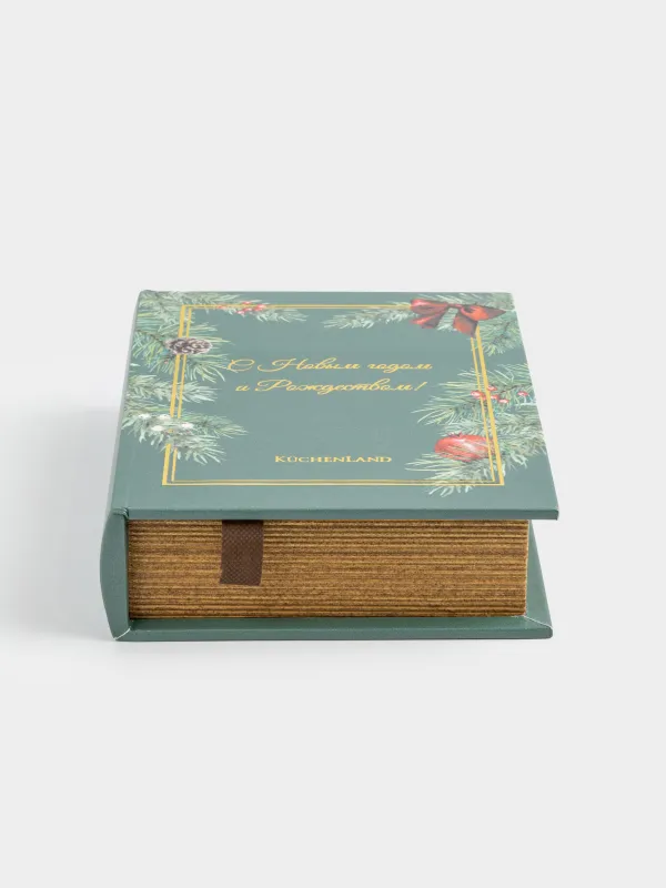 Шкатулка для украшений, 22х18 см, МДФ, прямоугольная, зеленая, Книга, Christmas miracle classic, image-5