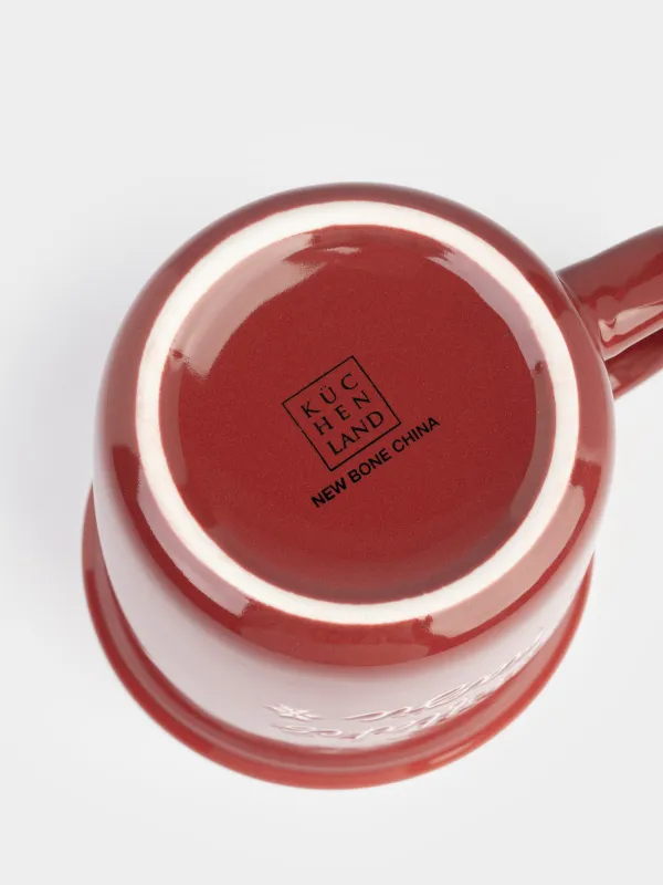 Саптыаяқ, 400 мл, фарфор N, қою қызыл, Snowflakes magic, Mug title, image-3