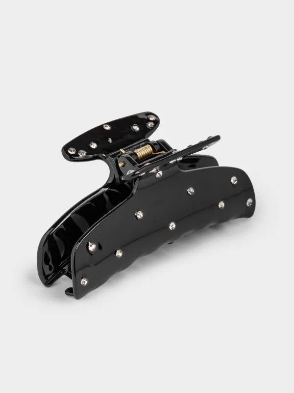 Заколка для волос, 9 см, акрил/металл, черная, Крабик в стразах, Hair basic, image-4