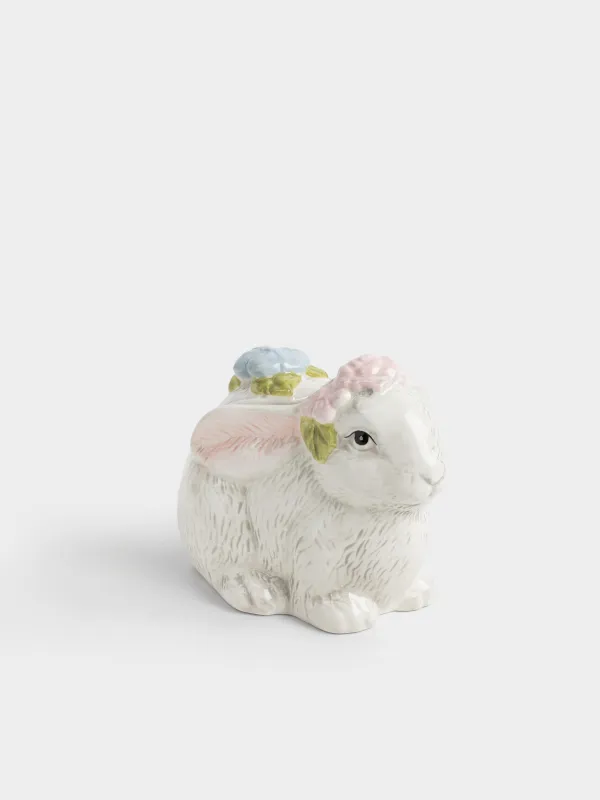 Сақтау ыдысы, 13х10 см, 200 мл, керамика, сұр, Гүлдері бар қоян, Easter, image-4