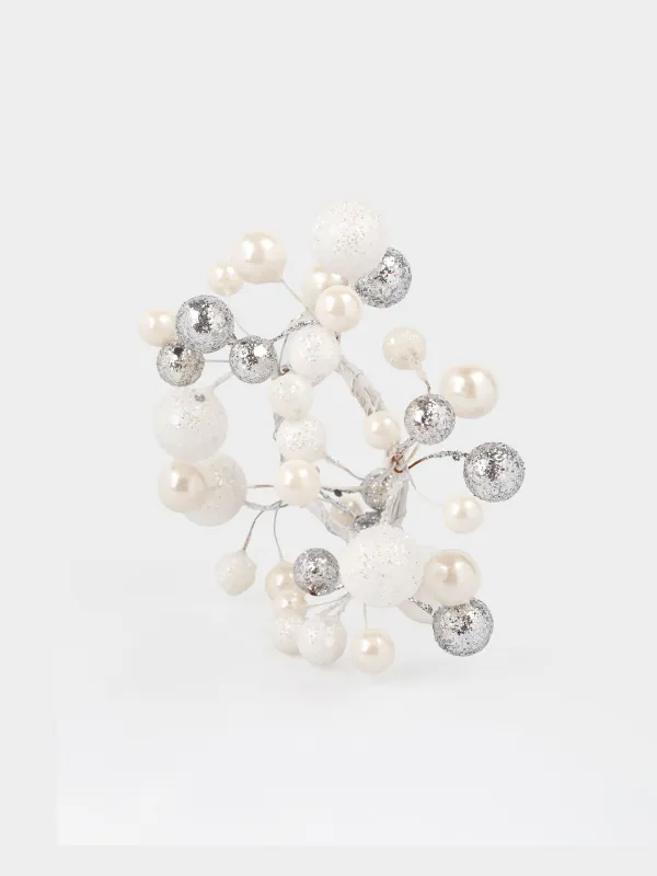 Кольцо для салфеток, 5 см, пластик, молочно-серебристое, Новогодние шары, Balls sparkle, image-2