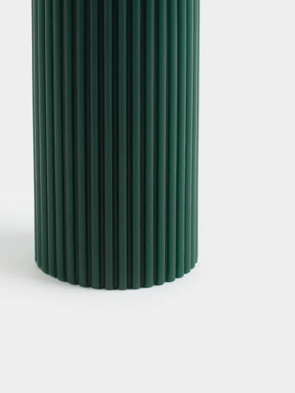 Свеча, 4х10 см, цилиндрическая, зеленая, Ribbed candle, image-2