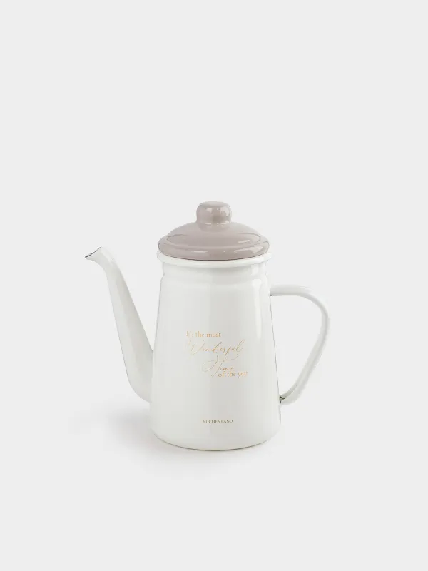 Шайнек, 1 л, эмальданған металл, сүт түстес, Wonderful Time, Autumn eamel, image-0