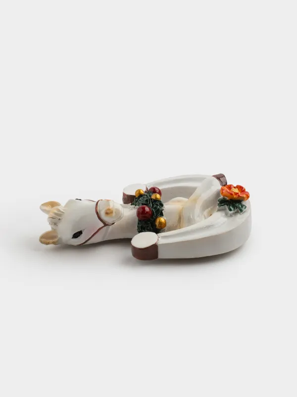 Магнит, 8 см, полирезин, сүт түстес, Жылқы мен жылқы, Horse christmas, image-3