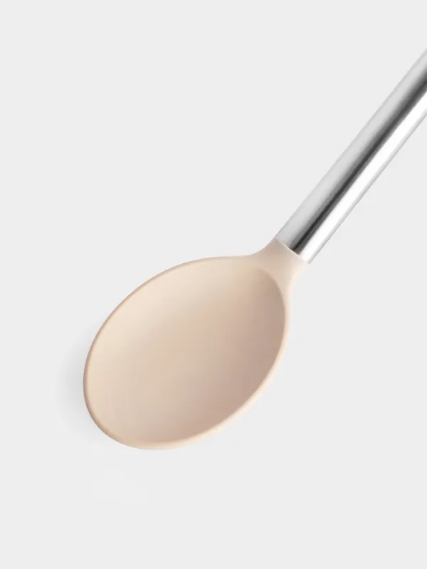 Қасық, 34 см, силикон/болат, сұр-сарғылт қоңыр, Metallic, image-3