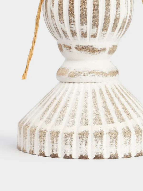 Подсвечник, 19 см, на ножке, дерево, белый, Ethno, image-3